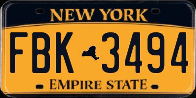 NY license plate FBK3494