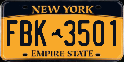 NY license plate FBK3501