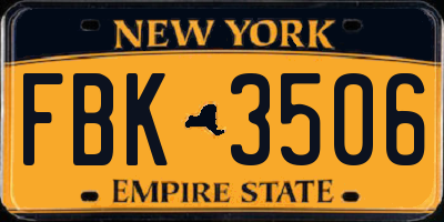 NY license plate FBK3506