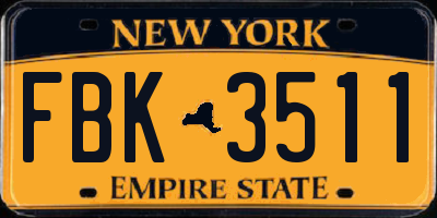 NY license plate FBK3511