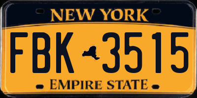 NY license plate FBK3515