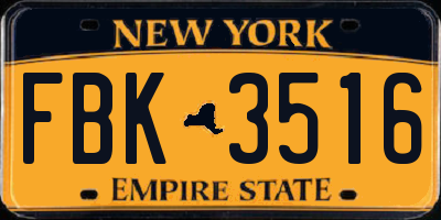 NY license plate FBK3516