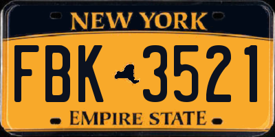 NY license plate FBK3521