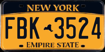 NY license plate FBK3524