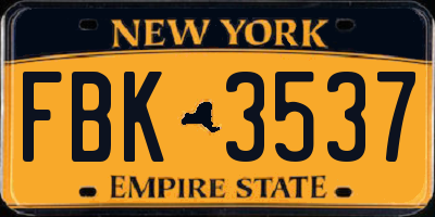 NY license plate FBK3537