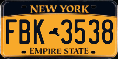 NY license plate FBK3538