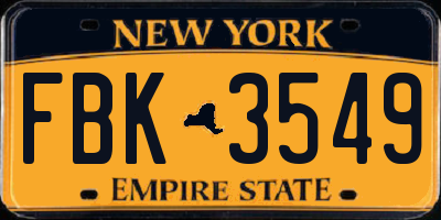 NY license plate FBK3549