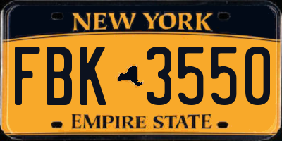 NY license plate FBK3550