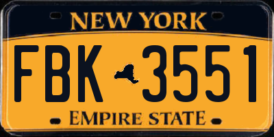 NY license plate FBK3551