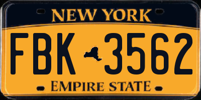 NY license plate FBK3562