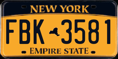 NY license plate FBK3581