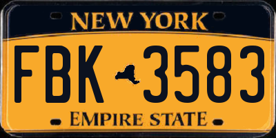 NY license plate FBK3583