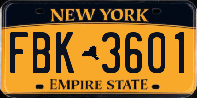 NY license plate FBK3601
