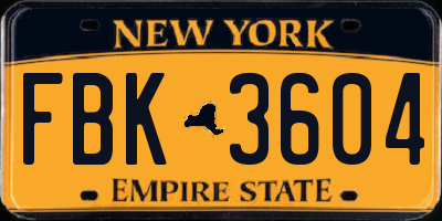 NY license plate FBK3604