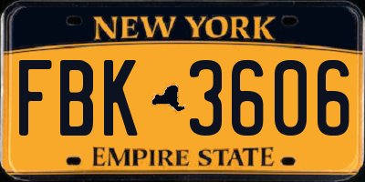 NY license plate FBK3606