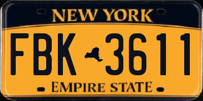 NY license plate FBK3611