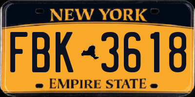 NY license plate FBK3618