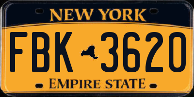 NY license plate FBK3620