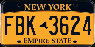 NY license plate FBK3624