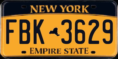 NY license plate FBK3629