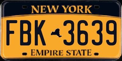 NY license plate FBK3639