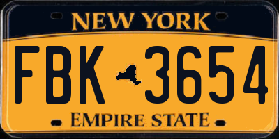 NY license plate FBK3654