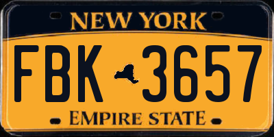 NY license plate FBK3657