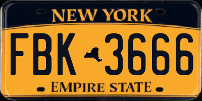 NY license plate FBK3666