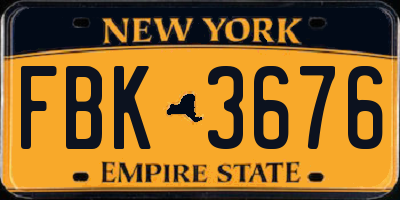 NY license plate FBK3676