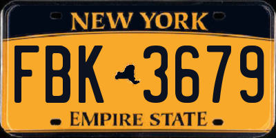 NY license plate FBK3679