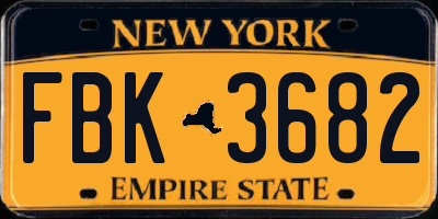 NY license plate FBK3682