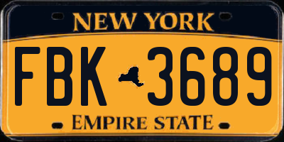 NY license plate FBK3689