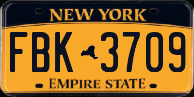 NY license plate FBK3709