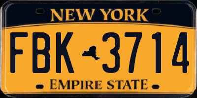 NY license plate FBK3714