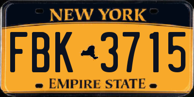 NY license plate FBK3715