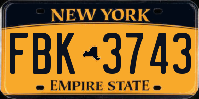 NY license plate FBK3743
