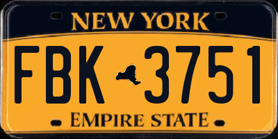 NY license plate FBK3751