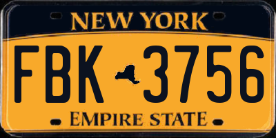 NY license plate FBK3756