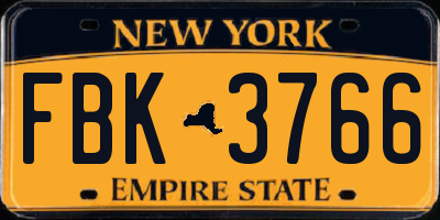 NY license plate FBK3766
