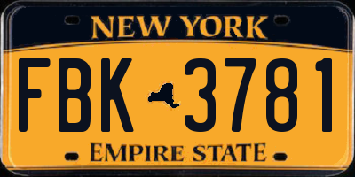 NY license plate FBK3781