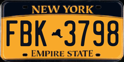 NY license plate FBK3798