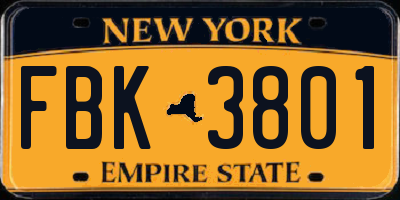 NY license plate FBK3801