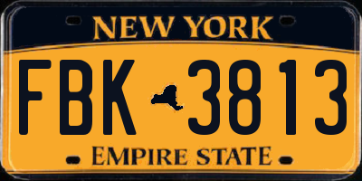 NY license plate FBK3813
