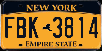 NY license plate FBK3814
