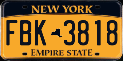 NY license plate FBK3818