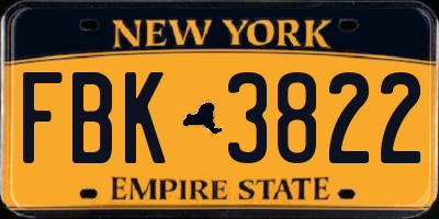 NY license plate FBK3822