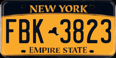 NY license plate FBK3823