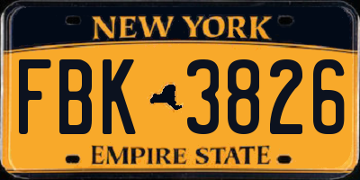 NY license plate FBK3826