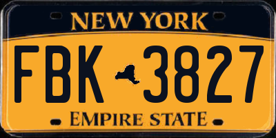 NY license plate FBK3827