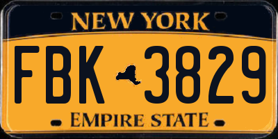NY license plate FBK3829